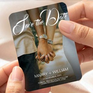Elegante Eenvoudige Trouwfoto Save the Date Magneet