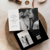 Elegante eenvoudige twee foto zwart-wit save the date