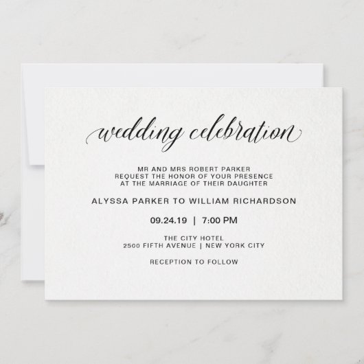 Elegante eenvoudige typografie | huwelijksuitnodig kaart (Voorkant)