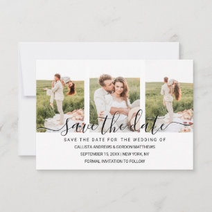 Elegante Eenvoudige Typografie Koppel Fotocollage Save The Date