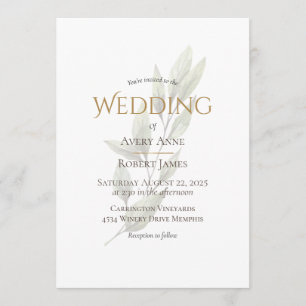 Elegante Eenvoudige Waterverf Groene Blad Modern Kaart