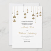 Elegante eenvoudige witte gouden lantaarnlichten B Kaart (Voorkant)