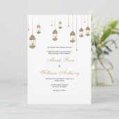 Elegante eenvoudige witte gouden lantaarnlichten B Kaart (Staand voorkant)