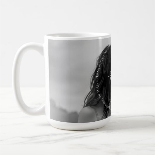 Elegante eenvoudige witte grijze script bruiloft koffiemok (Links)