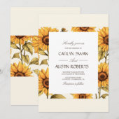 Elegante eenvoudige zonnebloem kaart (Voorkant / Achterkant)