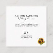 Elegante eenvoudige zonnebloemen boeket bruiloft p vierkante visitekaartje (Achterkant)