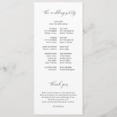 Elegante eenvoudige zwart-wit hart bruiloft programma (Achterkant)