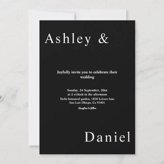 Elegante eenvoudige zwart-wit moderne chique bruil kaart (Voorkant)