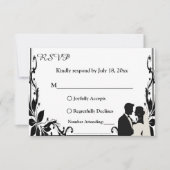 Elegante eenvoudige zwart-wit paar chique bruiloft RSVP kaartje (Voorkant)