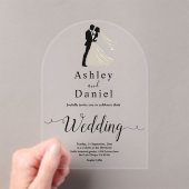 Elegante eenvoudige zwart-wit romantische chique b acryl uitnodigingen (Insitu (Draagbaar))