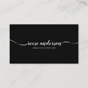 Elegante eenvoudige zwarte script kalligrafie mini visitekaartje