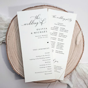 Elegante Eenvoudige Zwarte & Witte Hart Huwelijk Programma