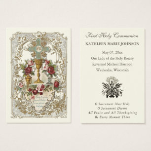 Elegante Eerste Heilige Communie Herinnering Heili Visitekaartje