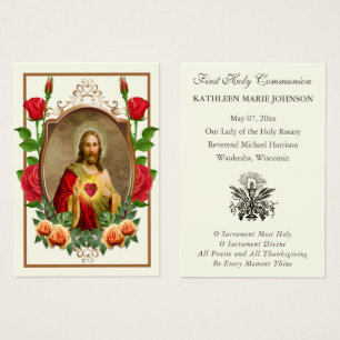 Elegante Eerste Heilige Communie Herinnering Heili Visitekaartje