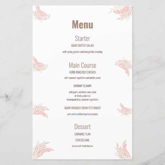 Elegante eerste Heilige Communie Menu (Achterkant)
