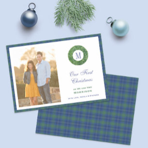 Elegante eerste kerst als meneer en mevrouw Monogr Feestdagenkaart