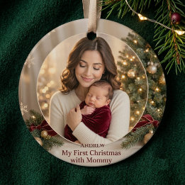 Elegante eerste kerst met mama foto  ornament