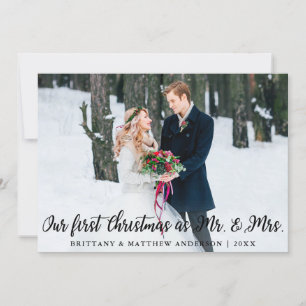 Elegante Eerste Kerstmis als Mr en Mrs Fotokaart Kaart