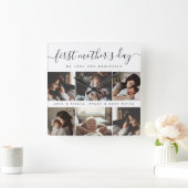 Elegante eerste Moederdag aangepaste fotocollage Vierkante Klok (Huis)