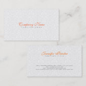 Elegante effen witte  bloemdamast visitekaartje (Voorkant / Achterkant)