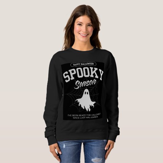 Élégante Éffrayante Fantôme Halloween Sweatshirt f (Devant entier)