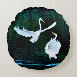 Elegante Egrets in Dance Rond Kussen