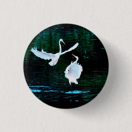 Elegante Egrets in Dance Ronde Button 3,2 Cm
