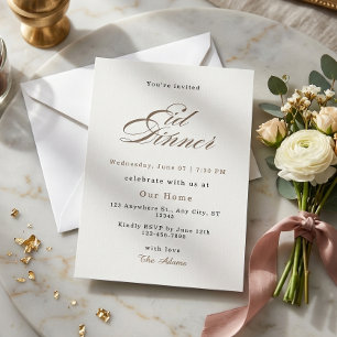 Elegante Eid-dineruitnodiging Minimalistisch Goud Kaart