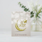 Elégante Eid Moubarak Gold Moon Star - Carte posta (Debout devant)