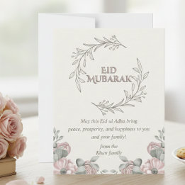 Elegante Eid Mubarak bloemrijke wenskaart Feestdagenkaart