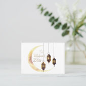 Elegante "Eid Mubarak" Gift Kaart – Crescent Moon  Contactkaartje (Staand voorkant)