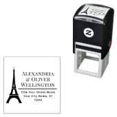 Elegante Eiffeltoren Parijs Koppel Naam Adres R Zelfinktende Stempel (In situ)