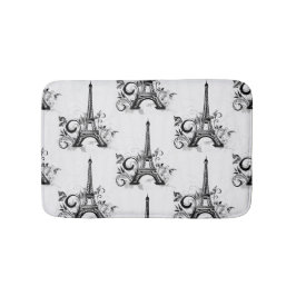 Elegante Eiffeltoren Parijs Zwart Wit Bloei Badmat