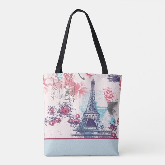 Elegante Eiffeltoren Paris en Red Roses Canvas tas (Achterkant)