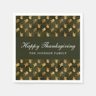 Elegante Eikenbladeren Groene Thanksgiving Servet