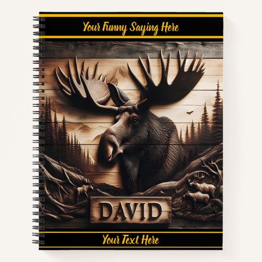 Elegante eland houtsnijwerk notitieboek (Voorkant)