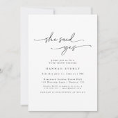 Élégante "Elle A Dit Oui" Invitation à la douche n (Devant)