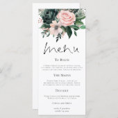 Elegante Emerald en Blush Bloemen bruiloft Menu (Voorkant / Achterkant)
