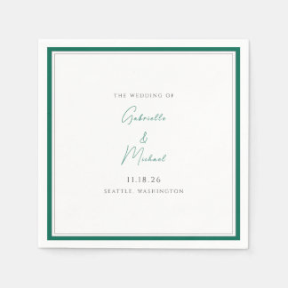 Elegante Emerald Green bruiloft script servetten