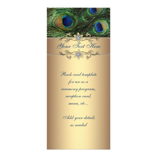 Elegante Emerald Green Gold Peacock Rack Kaart (Voorkant)