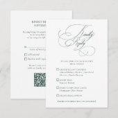 Elegante Emerald Green Wedding QR Code Maaltijden RSVP Kaartje (Voorkant / Achterkant)