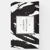 Elegante en Abstracte zwart-witte penseelstreken Spandoek (Verticaal)