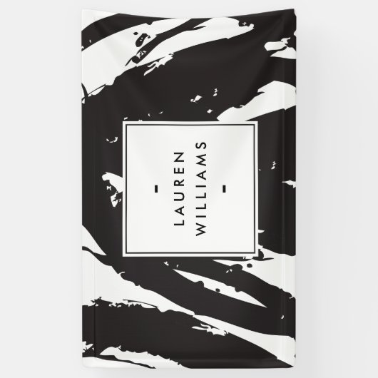 Elegante en Abstracte zwart-witte penseelstreken Spandoek (Verticaal)