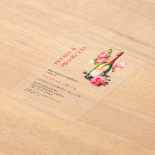 Elegante en chique bloemblaadjes en Prosecco Vrijg Acryl Uitnodigingen (Laagn)