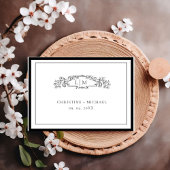 Elegante en chique zwart-wit bruiloft RSVP kaartje