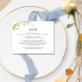 Elegante en delicate gele bloemenbruiloft details informatiekaartje