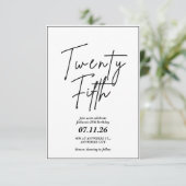 Elegante en eenvoudige 25e verjaardag uitnodiging (Staand voorkant)