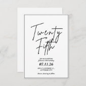 Elegante en eenvoudige 25e verjaardag uitnodiging (Voorkant / Achterkant)