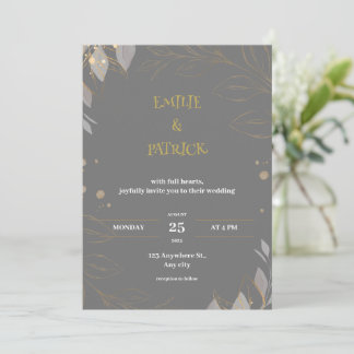 Elegante en eenvoudige grijze bruiloft uitnodiging