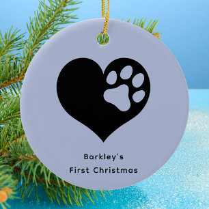 Elegante en eenvoudige puppy hond eerste kerst keramisch ornament